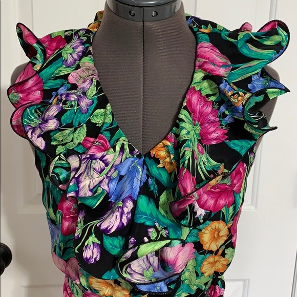 Handmade Silk Flower Ruffle Dress S - Picture 2 of 7